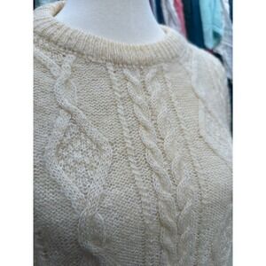 Vintage Cream Cable Knit Fisherman Sweater Academia Sailor‎ L
